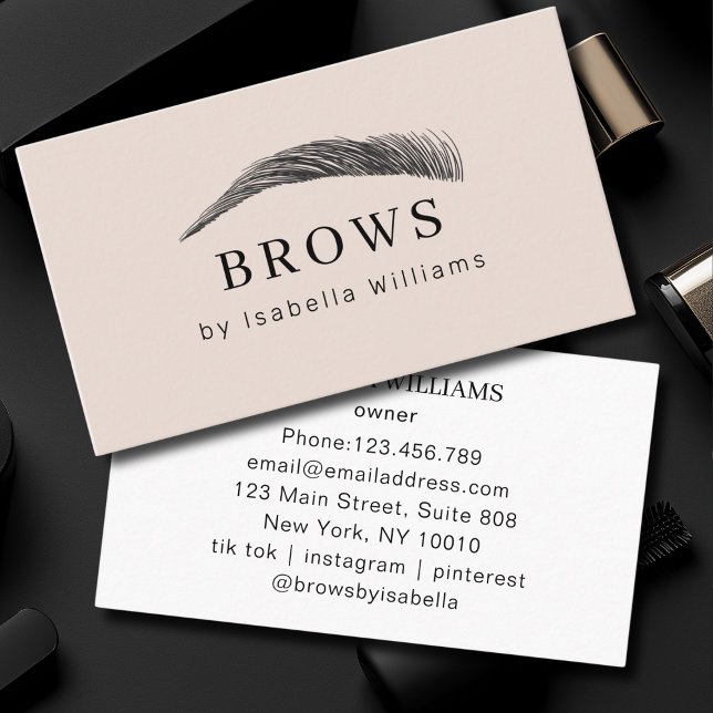 Minimalisk Elegant Ögonbrynssalong  Visitkort (Minimal Elegant Eyebrow Salon Business Card)
