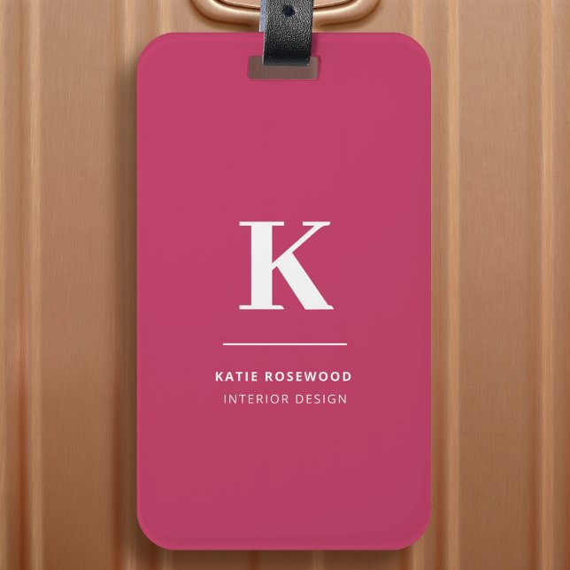 Minimalisk modern typografisk monogram i het rosa bagagebricka (Skapare uppladdad)