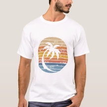 Minimalisk Palmträd Solnedgång Retro Cirkel Grafik