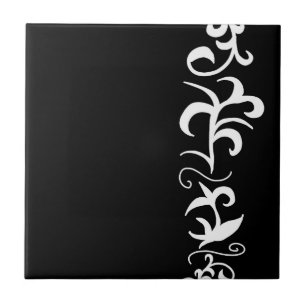 Minimalism Abstrakt Art Black White Hand Teckning Kakelplatta
