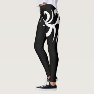 Minimalism Abstrakt Art Black White Hand Teckning Leggings