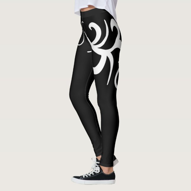 Minimalism Abstrakt Art Black White Hand Teckning Leggings (Vänster)