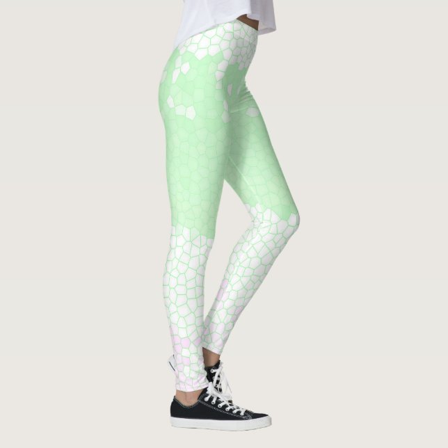 Minimalism Abstrakt Art Blek Turcos Grönt Rosa Leggings (Höger)