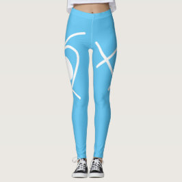 Minimalism Abstrakt Art Blue and White Leggings
