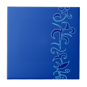 Minimalism Abstrakt Art Blue Hand Teckning Kakelplatta