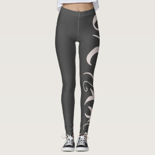 Minimalism Abstrakt Art Charcol Grått Hand Tecknin Leggings