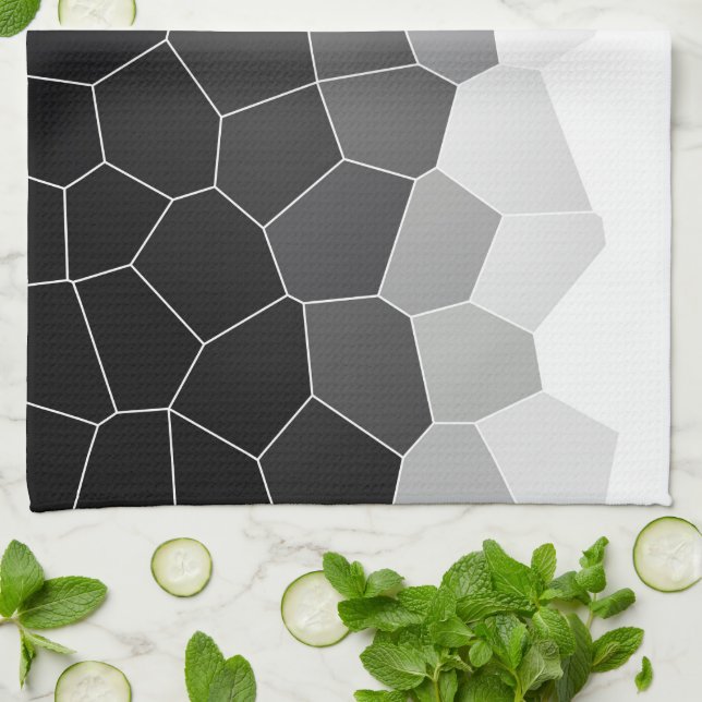 Minimalism Abstrakt Art Charcol White Cells Kökshandduk (Vikta)