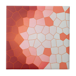 Minimalism Abstrakt Art Coral Red White Cells Kakelplatta