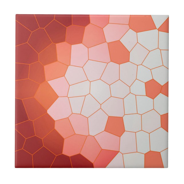 Minimalism Abstrakt Art Coral Red White Cells Kakelplatta (Framsidan)