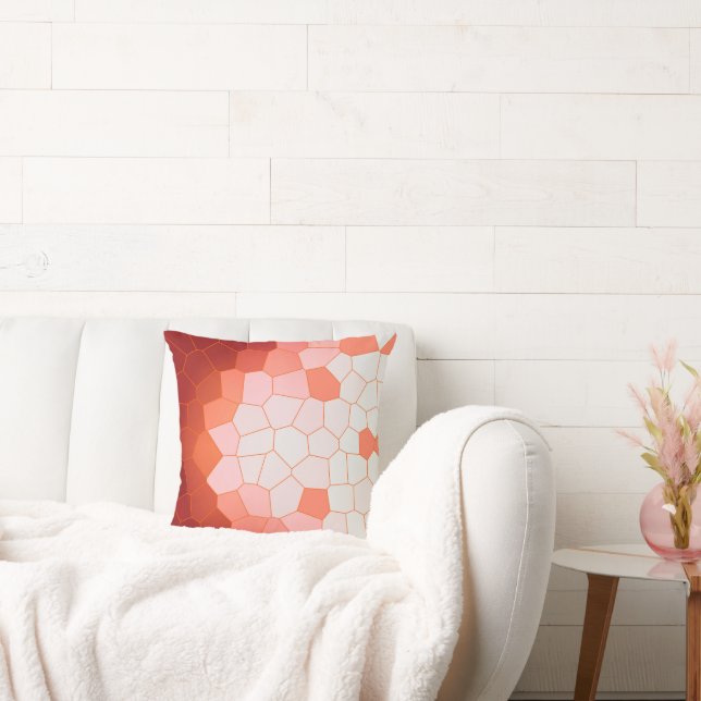 Minimalism Abstrakt Art Coral Red White Cells Kudde (Soffa)