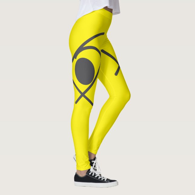 Minimalism Abstrakt Art Grått och Gult Leggings (Höger)