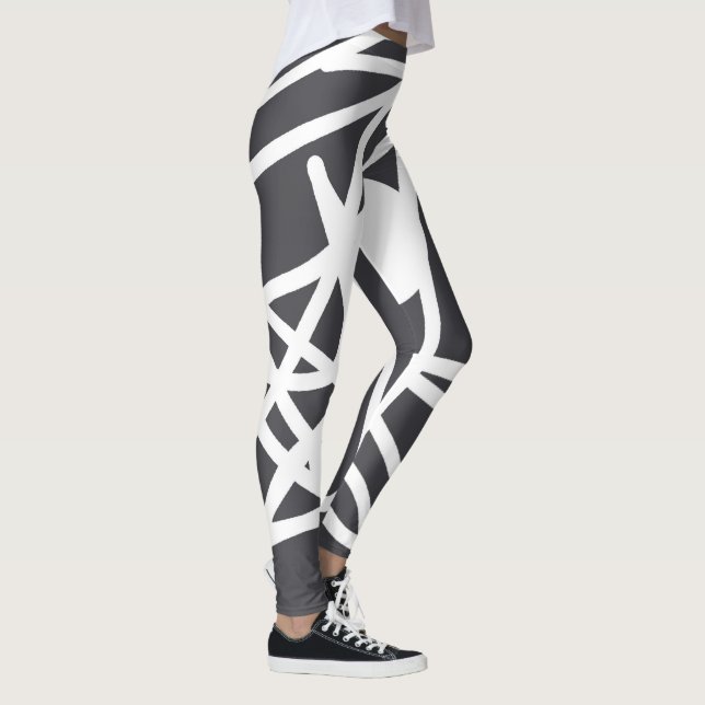 Minimalism Abstrakt Art Grått och vita ben Leggings (Höger)