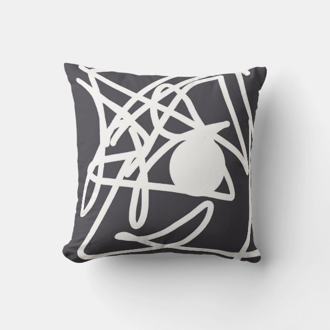 Minimalism Abstrakt Art Grått och vitpipa Pillo Kudde (Framsida)