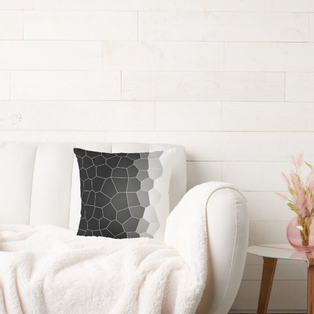 Minimalism Abstrakt Art Grått White Cells Kudde (Soffa)