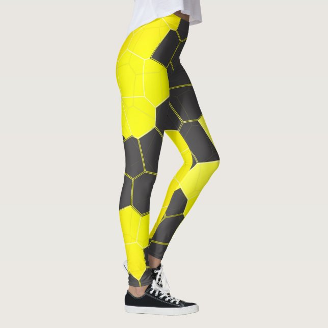 Minimalism Abstrakt Art Gult Grått White Cells Leggings (Höger)