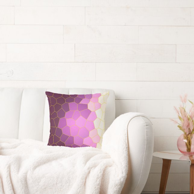 Minimalism Abstrakt Art Lila Rosa White Cells Kudde (Soffa)