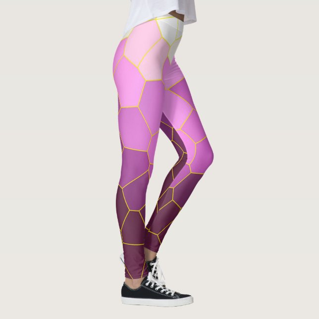 Minimalism Abstrakt Art Lila Rosa White Cells Leggings (Höger)