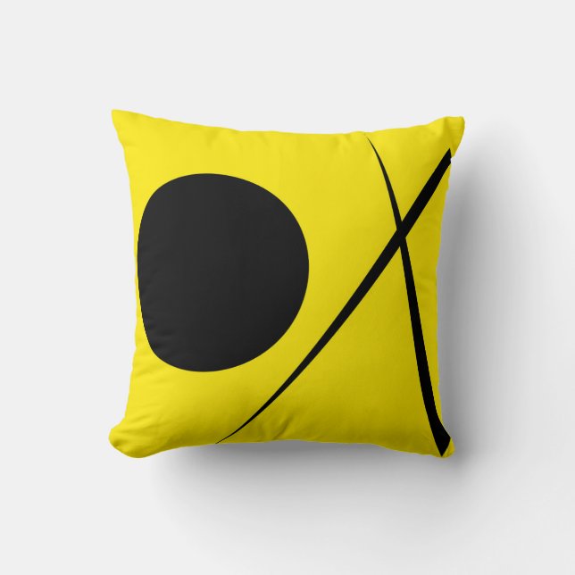 Minimalism Abstrakt Art Mönster Black Gult Kudde (Framsida)