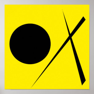 Minimalism Abstrakt Art Mönster Black Gult Poster