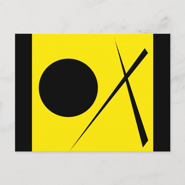 Minimalism Abstrakt Art Mönster Black Gult Vykort (Framsida)