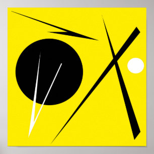 Minimalism Abstrakt Art Mönster Black Gult White Poster