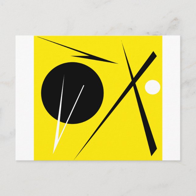 Minimalism Abstrakt Art Mönster Black Gult White Vykort (Framsida)