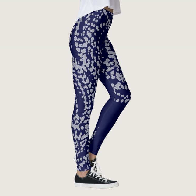 Minimalism Abstrakt Art Mönster Blue Grått Leggings (Höger)