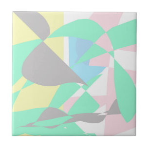 Minimalism Abstrakt Art Pastel Grått Turcos Rosa Kakelplatta