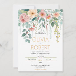 Minimalism and flowers Wedding Invitation Julkort