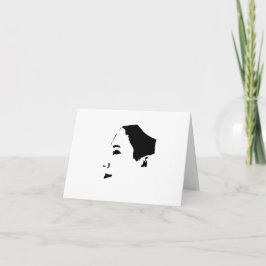 Minimalism Ansikte Sketch Girl Dam Tack Kort