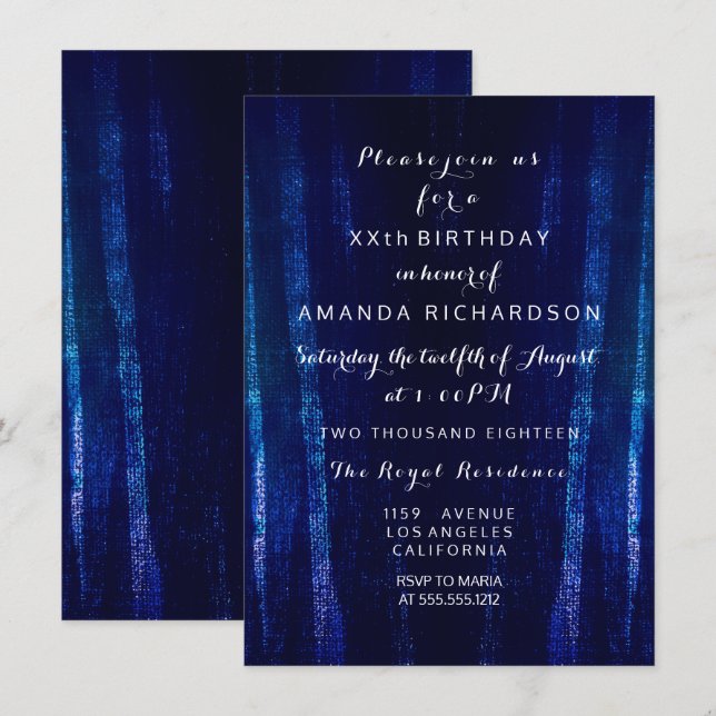 Minimalism Black Blue Navy Event Surprise Abstrakt Inbjudningar (Fram/baksida)