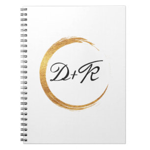 Minimalism Black White Guld Initialer Monogram Nam Anteckningsbok