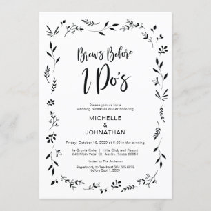 Minimalism Blommigt Bröllop Rehearsal Dinner Inbju Inbjudningar