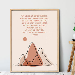 Minimalism Boho Sol och bergen för tacksamhet Poster
