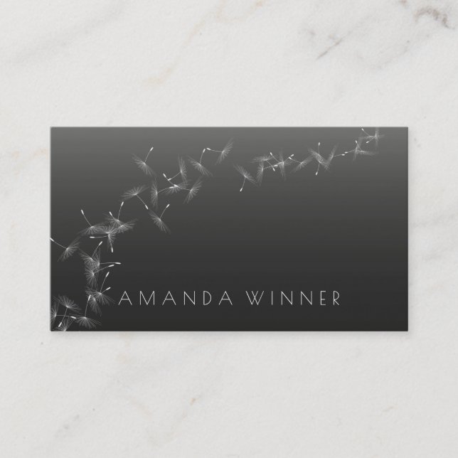 Minimalism Dandelion Confetti Grått Black Glam Vip Visitkort (Framsida)