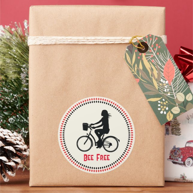 Minimalism Girl med Cycle Runt Klistermärke (Semester)