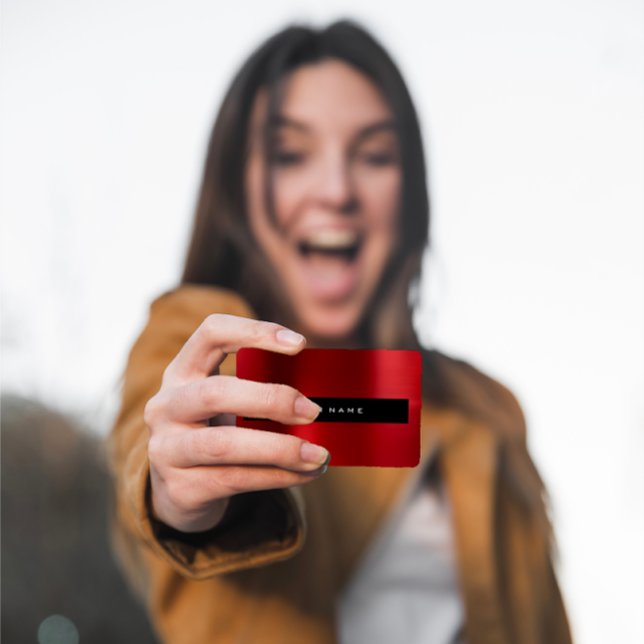 Minimalism Golden Circles Delicate Red Steel Vip Visitkort (Minimalism Golden Circles Delicate Red Steel Vip Business Card)