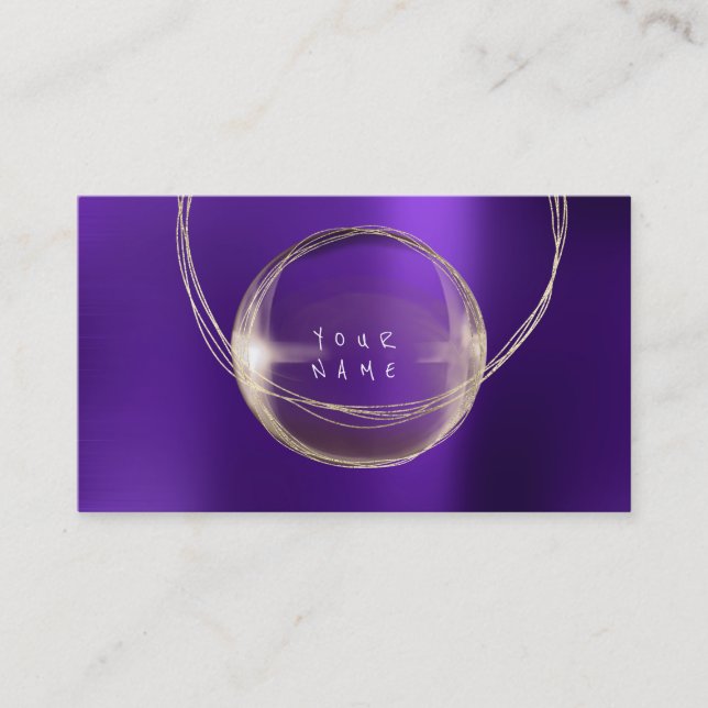 Minimalism Golden Foil Glass Lila Framed VIP Visitkort (Framsida)