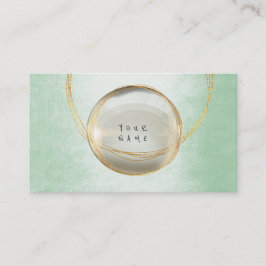 Minimalism Golden Foil Glass Mint Greenery VIP Visitkort