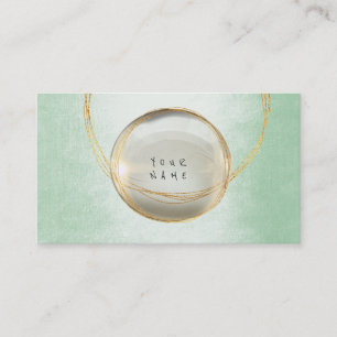 Minimalism Golden Foil Glass Mint Greenery VIP Visitkort