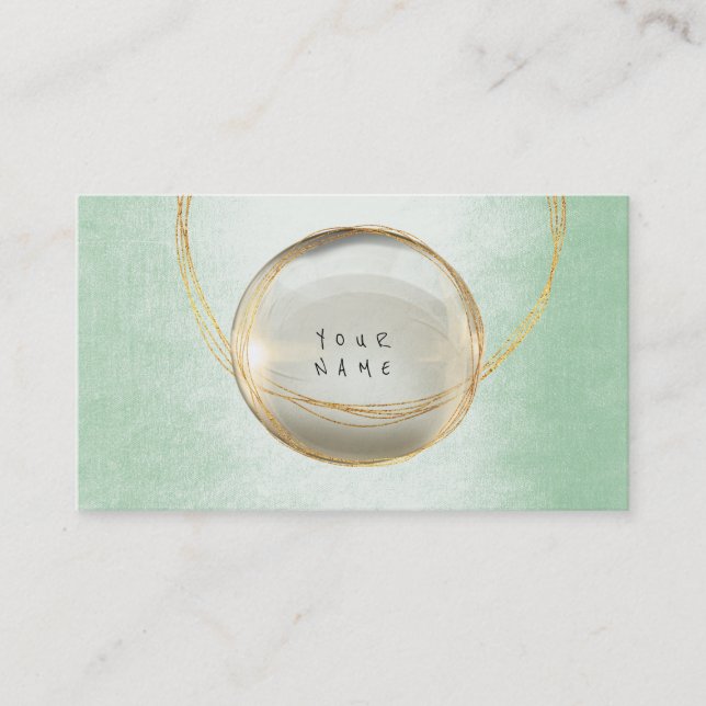 Minimalism Golden Foil Glass Mint Greenery VIP Visitkort (Framsida)