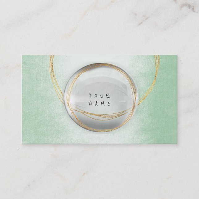 Minimalism Golden Foil Glass Mint Grönt Vip Visitkort (Framsida)
