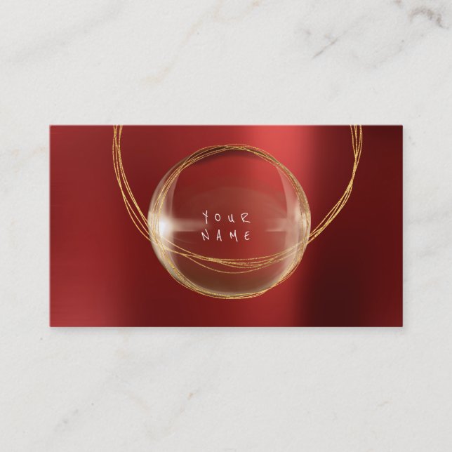Minimalism Golden Foil Glass Red Framed VIP Visitkort (Framsida)