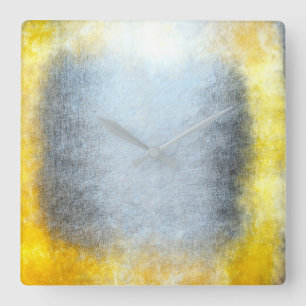 Minimalism Grungy Paeing Abstrakt Grått Gult Fyrkantig Klocka
