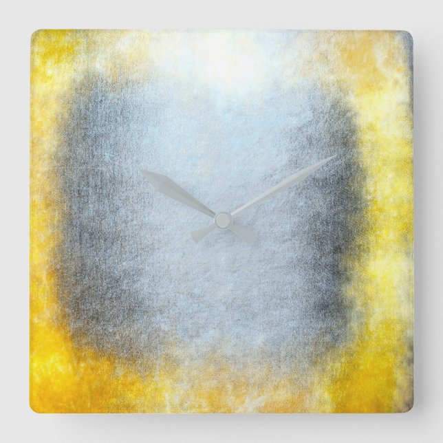 Minimalism Grungy Paeing Abstrakt Grått Gult Fyrkantig Klocka (Framsida)