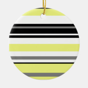 Minimalism Gul Svarta Ränder Julgransprydnad Keramik