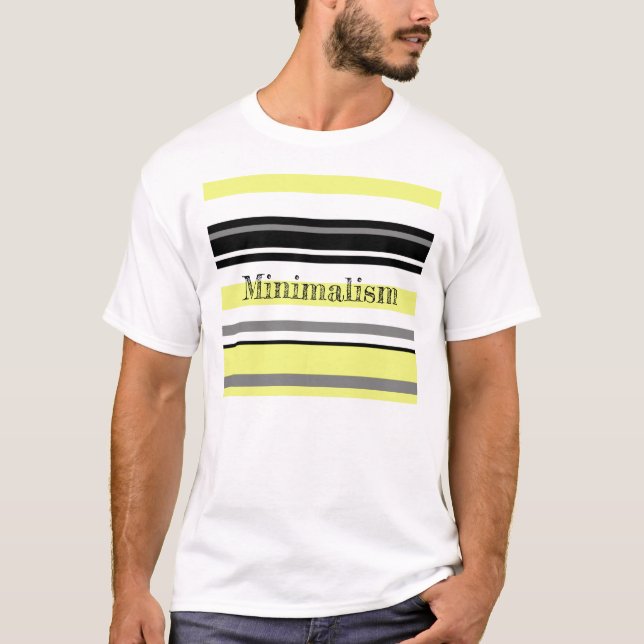 Minimalism Gul Svarta Ränder T Shirt (Framsida)