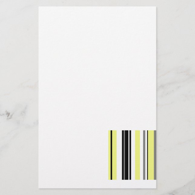 Minimalism Gula Svarta Ränder Brevpapper (Framsida)