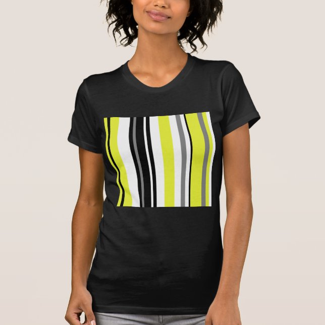Minimalism Gula Svarta Ränder T Shirt (Framsida)