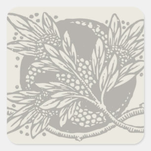 Minimalism i art nouveau Blommigt Fyrkantigt Klistermärke
